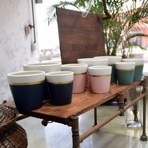 GO2shop GO2shop_ 선물용화분 행잉화분 심플한화분 도기화분 실내화분 토분, ★선택* 3개셋트.모던 골드띠 컬러도기화분 13 16, ★선택* 그린