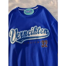 Gmiixder 남녀공용 코튼 티셔츠 글자 자수 플로킹 반팔 상의 루즈한 빈티지 프레피 펑크 티 여름