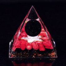 천연석 오르고나이트 피라미드 건강 치유 부 힐링 오르곤 에너지 생성기 산호 차크라, 8cm