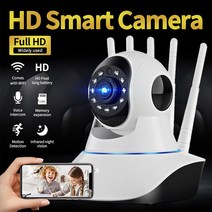 스마트 홈캠 펫캠 HD 감시 IP 와이파이 무선 홈 보안 양방향 아기 애완 동물 비디오 녹화, 2.미국 플러그, 1개