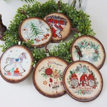 크리스마스 우드 냄비받침 데코 프린팅 라탄 스텐, (E_오너먼트)