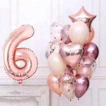 1 세트 로즈 골드 생일 풍선 32 인치 숫자 3/3rd 파티 장식 어린이 애니세어 9/1/3 세, [08] with number 6