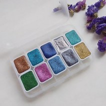진주 광택 수채화 색소 12 색 2.0ml 3 겹 접이식 철 상자 한 벌, 02 10colors 1.0ml 2_01 옵션 10