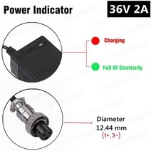 전동킥보드충전기 tangspower 36v 2a electric scooter 납산 배터리 충전기 41.4v 전기 자전거 휠체어 납산 배터리 충전기 호환, 영국, 3p gx16