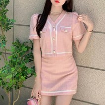 투피스 세트 반팔 크롭 여성 자켓 미니 스커트 여름