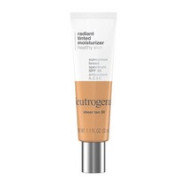 Neutrogena Healthy Skin 래디언트 틴트 페이셜 모이스처라이저 광범위한 스펙트럼 SPF 30 자외선 차단 비타민 A C E 경량 시어 오일 프리 커버리지 아이보리, Sheer Tan 30