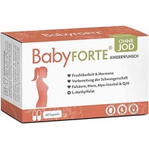유럽 BabyFORTE® 불임 비타민 무요오드 - 60 캡슐 - 완전채식 - 17가지 영양소 엽산 미오 이노시톨 Q10 비타민 요오드 없이 임신