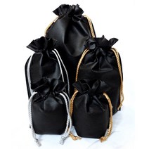 부직포 복 주머니 15장1묶음 검정 진초록 색 더스트백 조리개형 다용도 선물포장, 검정 금색끈