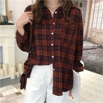 오노마 오노마 ONM 여자 대학생 가을룩 코디 긴팔 체크 남방 데일리옷 (8116752)