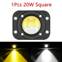 작업등 화물차작업등 충전식 작업등 3 인치 8D 렌즈 LED 작업등 플러시 마운트 스포트라이트 12V 24V 흰색 노란색 듀얼 컬러 자동차 운전 안개 램프 오프로드 SUV ATV, 07 1PCS 20W Square