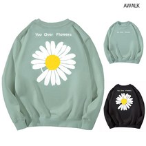 어워크 프리미엄 오버핏 맨투맨 플라워 M-3XL 빅사이즈 티셔츠 쭈리면 남여공용
