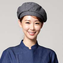 블랙줄 벨크로 베레모 주방 카페 바리스타 모자