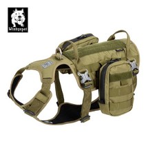 Winhyepet 개 하네스 애완 동물 야외 스트랩 3M 반사 다시 슬립 조끼 통기성 메쉬 라이닝 천으로 가방 YH18, 02 Army Green_03 XL