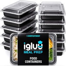 １0 pack Igluu Meal Prep Containers [10 pack] 1 Compartment with Airtight Lids - Plastic Food Storag, 1