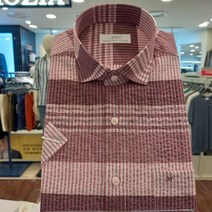 맨하탄 지지미 물결 무늬 레드 일반핏 남방24L2082