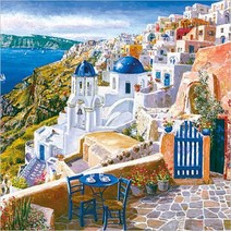 케이엠엘리 3D 산토리니의꿈 보석십자수 DIY 55 x 40 cm, 혼합 색상, 1세트