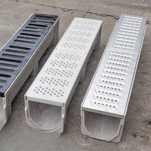 PE배수로 플라스틱배수로 정원배수 덮개 빗물받이, 10x6x60cm+스테인리스 커버, 1개