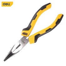 Deli-6 인치 범용 와이어 커터 롱 노즈 플라이어 다기능 하드웨어 핸드 툴 전기기사 EDL2106, 01 6 Inches