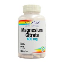 SOLARAY 마그네슘 Magnesium 시트레이트 400 mg 180 베지 캡슐, 1개, 180정