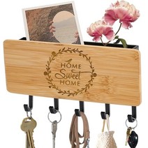벽 걸이 면 원목 행거 후크 랙 은 모든 것 나무 키 잡화 상자 홈 스토리지 열쇠 문 장식 코트 5 블, 3 BK-home sweet  D