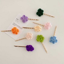 뜨개질 니트 미니 플라워 컬러 골드 물결 헤어 실 핀 359M