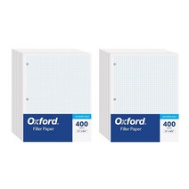 Oxford 필러 페이퍼 21.6 x 27.9cm(8-1/2 x 11인치) 그래프 룰(4x4) 3홀 펀치 3링 바인더용 루즈 리프 페이퍼 800장 400개 2팩 화이트