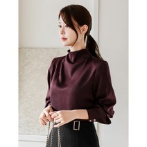 오브리에 슈롯 하이넥 핀턱 블라우스
