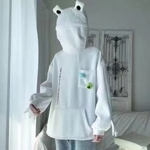 S-3XL 개구리 디자인 커플 후드티