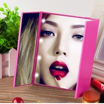 LED 메이크업 조명거울 3단 접이식 거울 화장대 휴대용거울 탁상거울 거울조명, LED 접이식거울 화이트