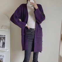 제이에프앤씨 여성용 오버핏 롱 포켓 트임 가디건