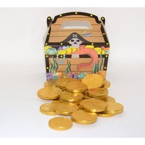 독일직구 밀크초콜릿 만든 100g 금화 2개 판지로 만든 해적 보물박스 1개 I 2x12-14개 I 공정무역 카카오 아이디얼 반주와 아이들의 생일 기프트 아이디얼, 상세참조