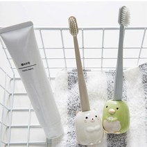 도자기 캐릭터 칫솔꽂이 낱개 칫솔걸이 치약칫솔걸이 화장실 치약꽂이 식당, 1개, 화이트(고양이)