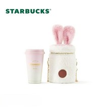 스타벅스 텀블러 머그컵 다기 세트 중국 스프링 필드 핑크 토끼 시리즈, 370ml 토끼 스텐 텀블러 파우치