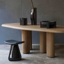 원목 거실 긴 테이블 원형 6인 식탁테이블 2000 2400, 블랙 200x105x75