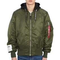 [알파인더스트리] MA-1 ZHP 118101 142 DARK OLIVE 남자 후드 패딩 봄버 자켓 레귤러핏