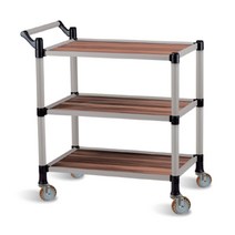 티렉스캐스터 3단 스텐 우드 서빙카트 (이동식대차 식당카트 운반카트), 1개