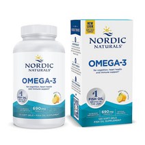 Nordic Naturals 오메가3 레몬 맛 소프트 젤 690mg 피쉬 오일 EPA DHA 최적의 웰빙 GMO 프리 30회, 120 Count (Pack of 1)