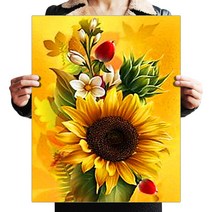 ZOZI DIY 보석 십자수 캔버스형 50 x 40 cm 선물을 보내다, 40x50cm, ZOV56 해바라기와 열매