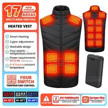 전기방석 전기담요 USB 차량용 12V 남성 및 여성용 팬 조끼 여름조끼 선풍기조끼USB 충전 선풍기옷.에어컨 의류 냉각 얼음조끼 고온 작업 얼음조끼2023, 34.17Areas-Black-5V-4SW - (EU)