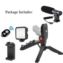 Led 비디오 라이트 Vlog 슈팅 키트 마이크가있는 스튜디오 사진 양복 스마트 폰 카메라 용 LED 필 삼각대, 02 5 pcs set