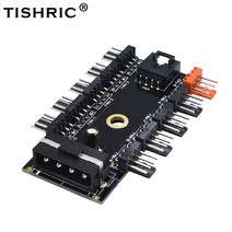TISHRIC-팬 허브 쿨러 SATA4 핀 1 810 팬 분배기 PC 마이닝 전원 공급 장치 용 3 Pwm Molex 어댑터, 다른, 검은색