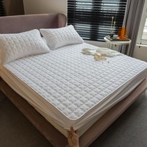 헤드없는 미니 서랍 LED 수납 서랍 싱글침대 Joy Textile Mattress Cover Modern Washable Plain Bed Cov, 01 White