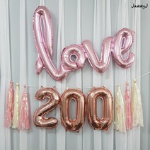 재미제이 심플 기념일 태슬풍선세트 백일 이백일 삼백일 홈스냅 셀프촬영, 1set, 01.러블리로즈골드_700