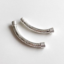 실버925 동글꽃 커브 파이프 실버바 비즈 팔찌만들기 DIY 재료 악세사리 염주 부자재, 39mm