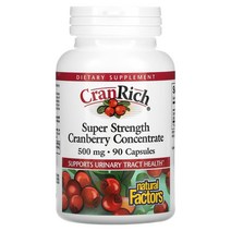 Natural Factors CranRich 슈퍼 스트렝스 크랜베리 농축물 500mg 캡슐 90정