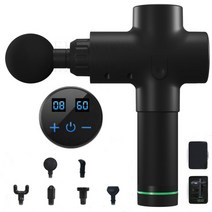 30 속도 lcd 터치 스크린 마사지 건 고주파 근육 이완 바디 이완 전기 마사지 휴대용 가방 6 헤드, 씨엔, 002 블랙, 우리 플러그