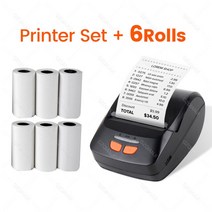 카드 포스기 POs 이지체크 단말기 신화포 무료 앱 SII Loyverse POS 휴대용 열전사 프린터 영수증 인쇄, 06 BK add 6Rolls_01 EU 플러그
