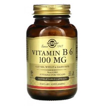 솔가 비타민 B6 100 mg 피리독신 셀룰로스 마그네슘스트레이트 스테아르산 실리카 이산화규소 250 식물성 캡슐