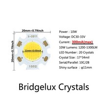 tv백라이트 교체 tv수리 모니터수리 전체 전원 bridgelux 크리스탈 20pcs 고휘도 ra80 led 개 암 나무 열매 전구 20mm 10w 7w 5w 3w 사용 led, 20개 10w 300ma 20mm, 따뜻한 흰색 3000k