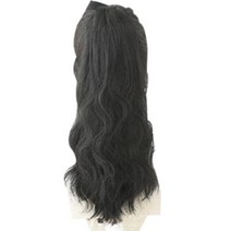 가발위드 웨이브 히피 끈 포니테일 가발, 1개, 단색네츄럴블랙